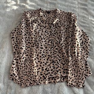 Ann Taylor Animal Print Top in Black and Tan